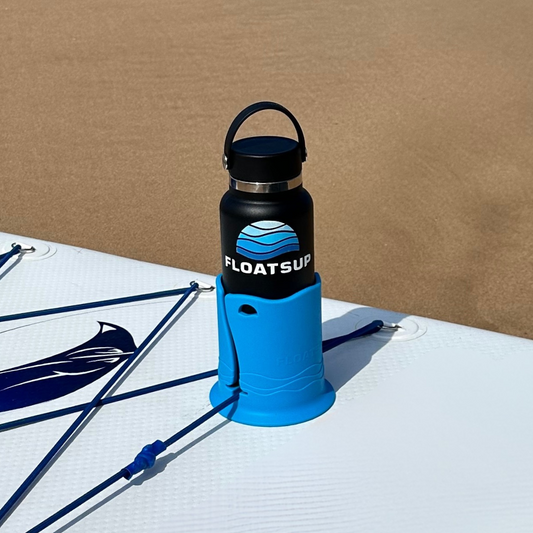 water bottle in paddle board drink holder
