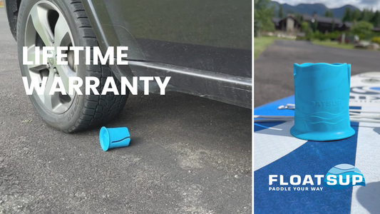 shows floatsup cup getting run over by a car justifying lifetime warranty